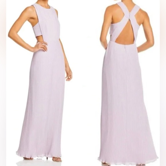 BCBGMaxAzria Pleated Cutout Column Evening Gown